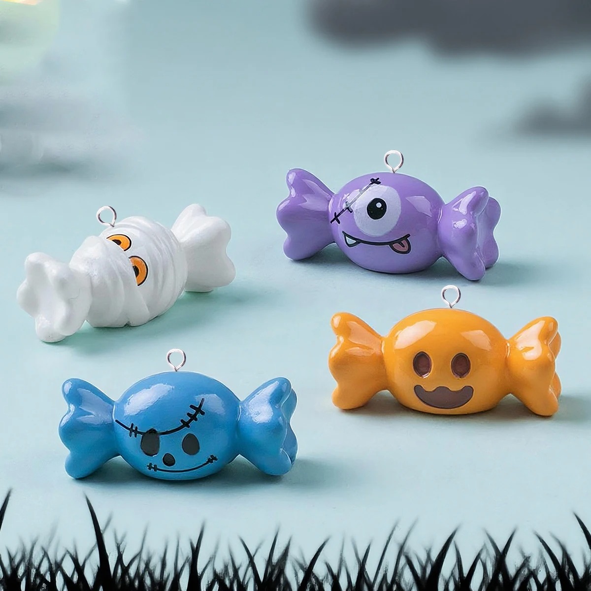 Resin Craft Projects - 10個入り ヨーロッパ風 ハロウィンキャンディ レジンチャーム 手作りペンダント DIY用