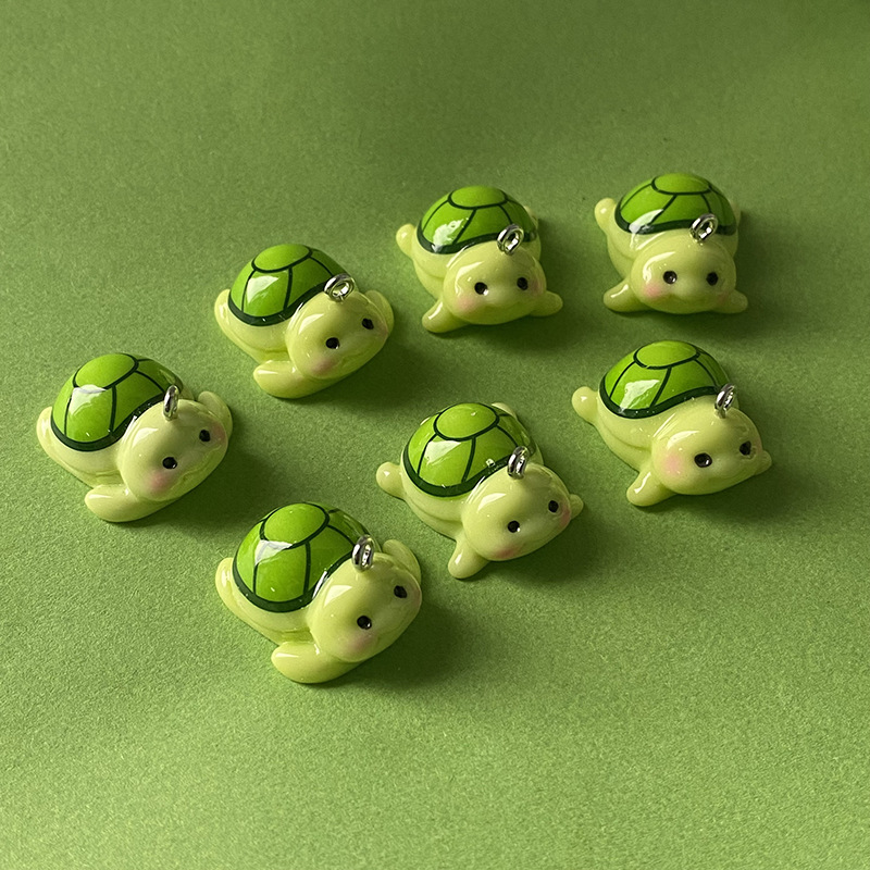 Resin Craft Projects - 10 個面白いグリーンタートル樹脂チャーム動物ペンダント DIY 電話チェーンキーホルダーアクセサリージュエリー作成用