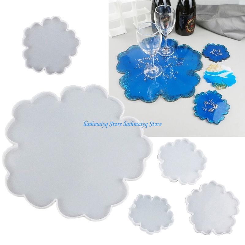 Serving Tray Mold - 573B 5 個 Gartful 大きなシリコンフラワーコースターモールドエポキシ樹脂鋳造金型