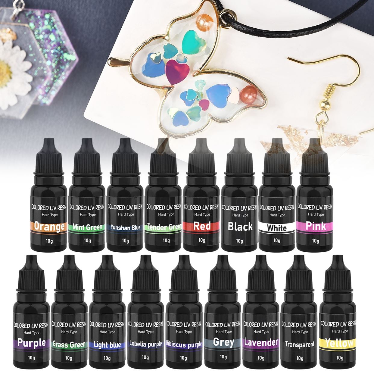 Epoxy Uv Resin Kit - 高精細UVエポキシ樹脂接着剤,透明uvペン,コード化,DIY,ジュエリー作り,色,10g