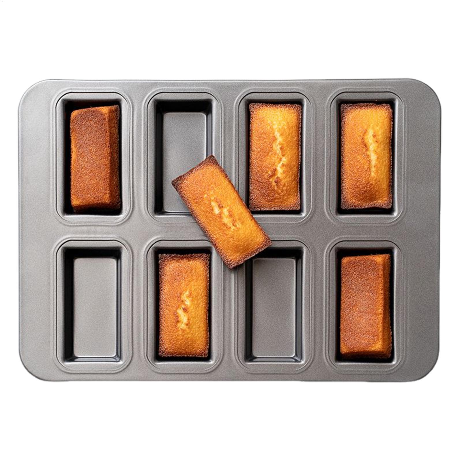 Serving Tray Mold - カーボンスチール製ケーキ型 ノンスティックベーキングパン 8個取り長方形ミートトレイ マフィン、ブラウニー、カップケーキ、チーズケーキ用