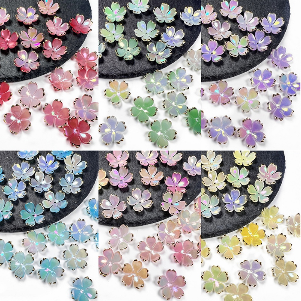 Resin Craft Projects - 50個/ロット 19mm アクリル製桜の花ビーズ 花びらチャーム コネクター DIY