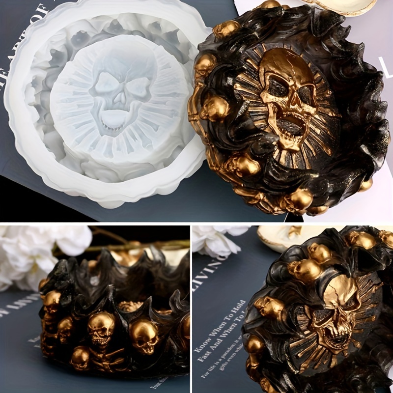 Resin Craft Material - 灰皿型、スカルDIYクラフトギフトエポキシ樹脂鋳造型、ジュエリー収納型、パーティー用、家の装飾用、DIY樹脂シリコン型
