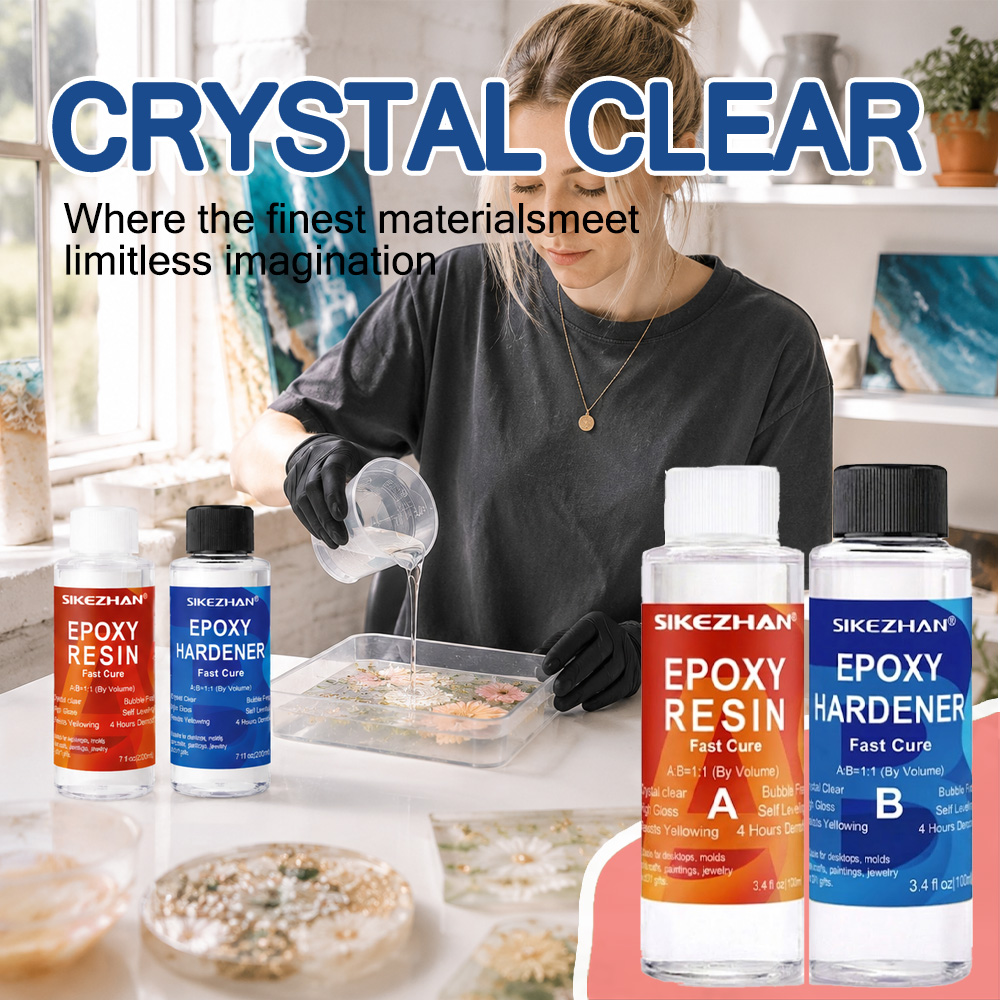 Resin Jewelry Kit - 200ML エポキシ樹脂 クリアクリスタルコーティングキット 速硬化 1:1 スターターセット