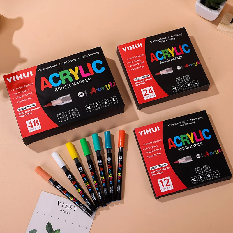 Copic Marker Classic - 12色/24色/36色/48色/60色のアクリルマーカー、ペイントペン、筆ペン型ペイントマーカー。石、木材、ガラスへのペイント、DIYクラフト、ギフトに最適。
