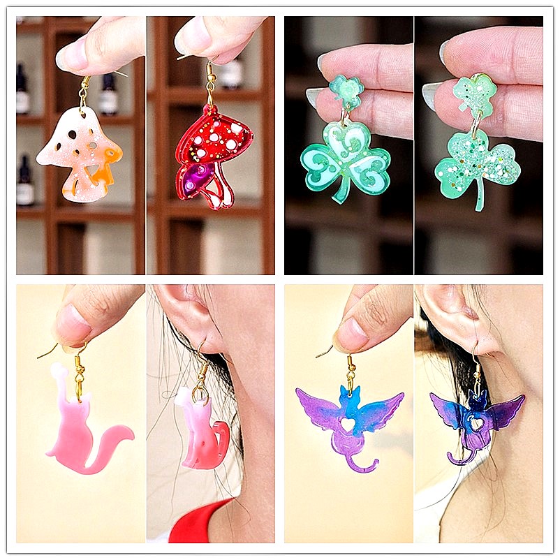 樹脂鋳造用のかわいいシリコンモールドキット、猫、ウサギ、クマ - Resin Jewelry Kit のレビューと価格