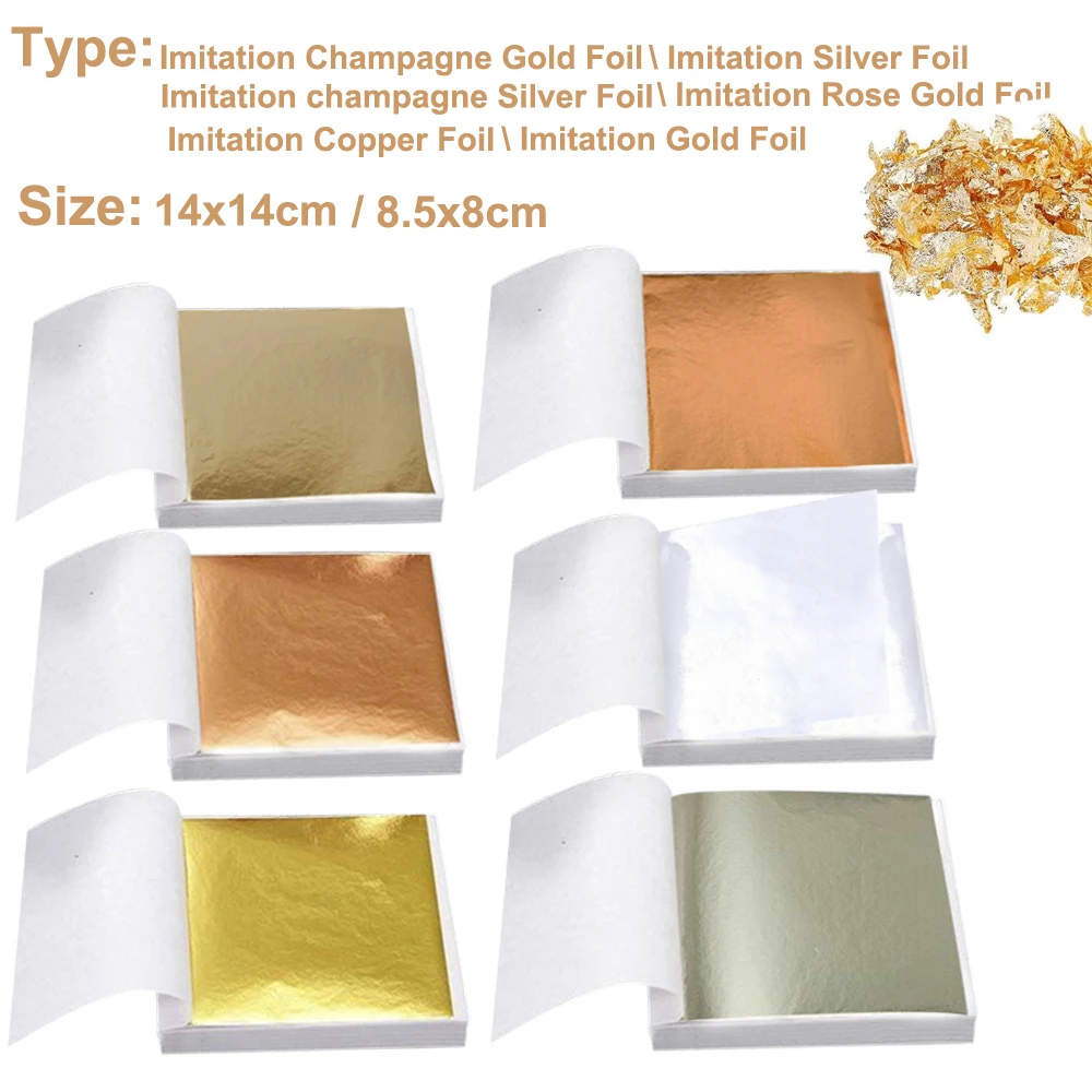 100 個のイミテーションゴールドシルバーコッパーリーフフレ - Gold Foil Flakes のレビューと価格