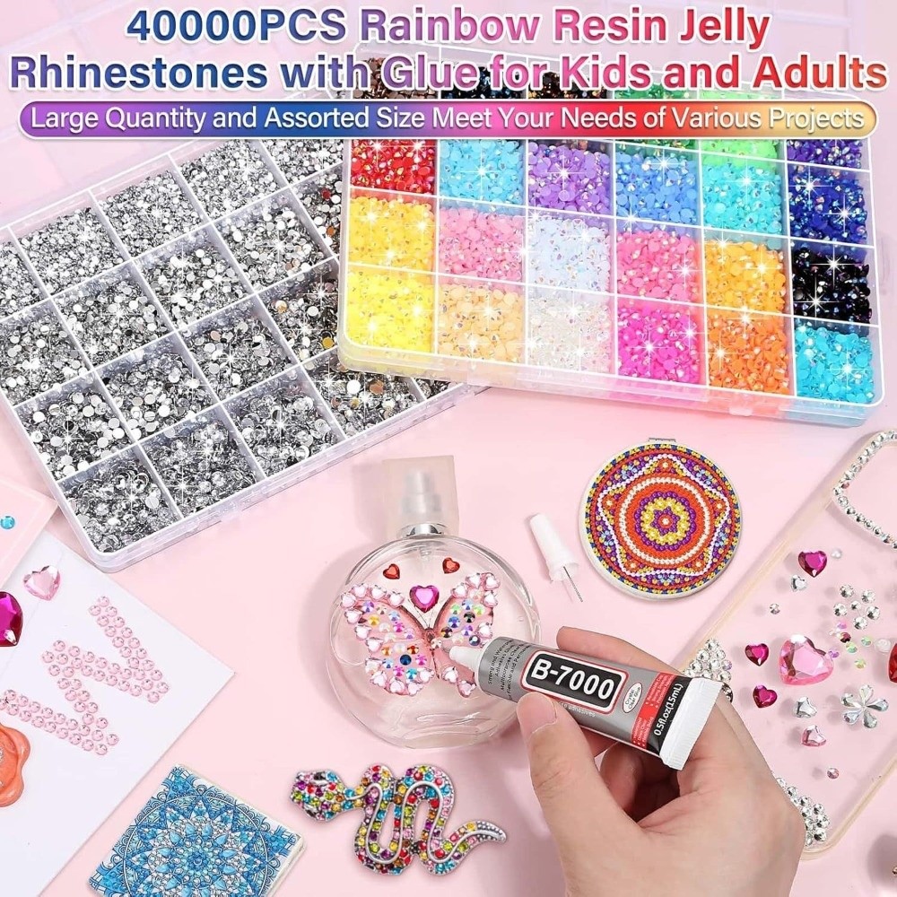 マルチカラーレジンラインストーンキット、混合サイズ、DIYデ - Resin Jewelry Kit のレビューと価格