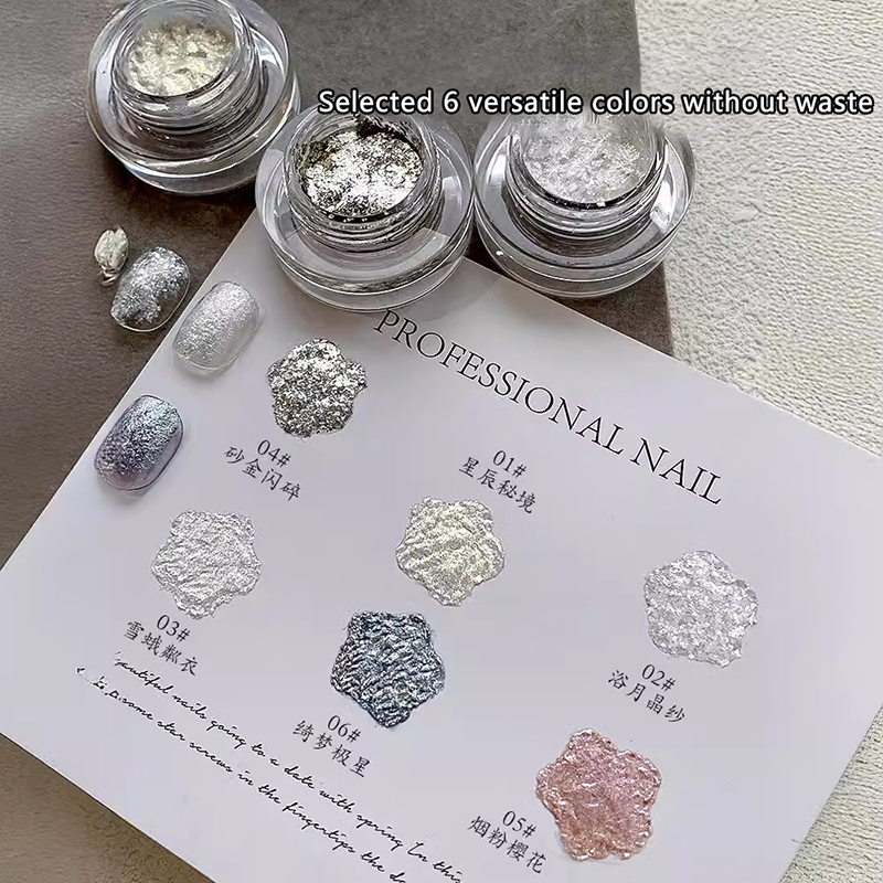 女の子のための繊細な金属石膏マニキュア接着剤,3Dネイルアー - Gold Foil Flakes のレビューと価格