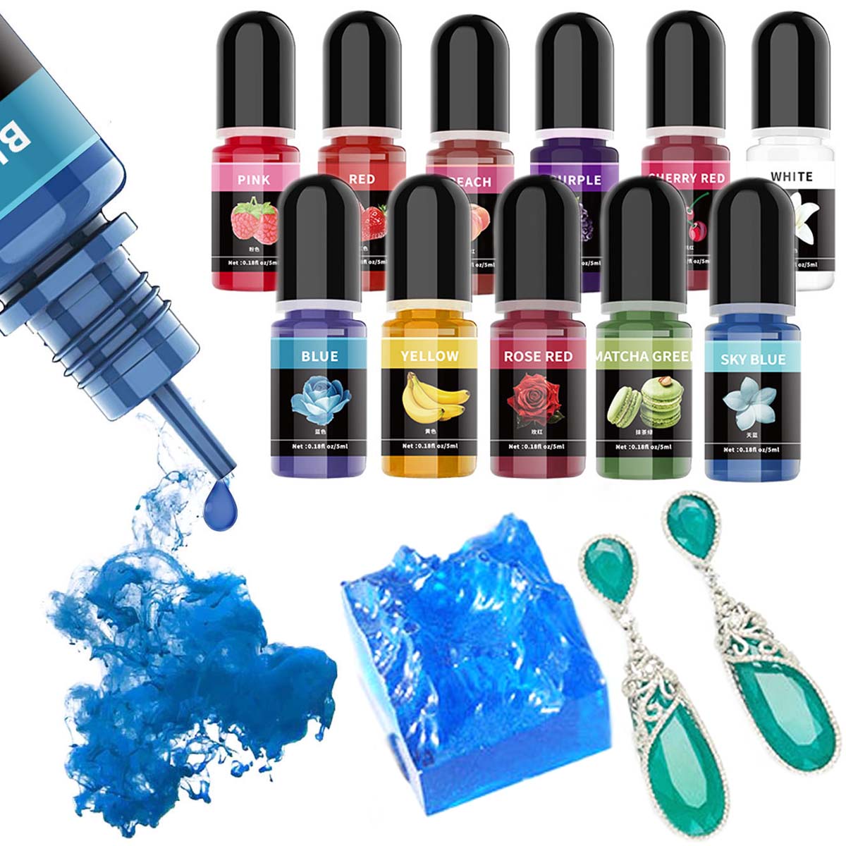 5ml/ボトル エポキシ樹脂顔料 液体着色剤 染料 ユニバー - Epoxy Uv Resin Kit のレビューと価格