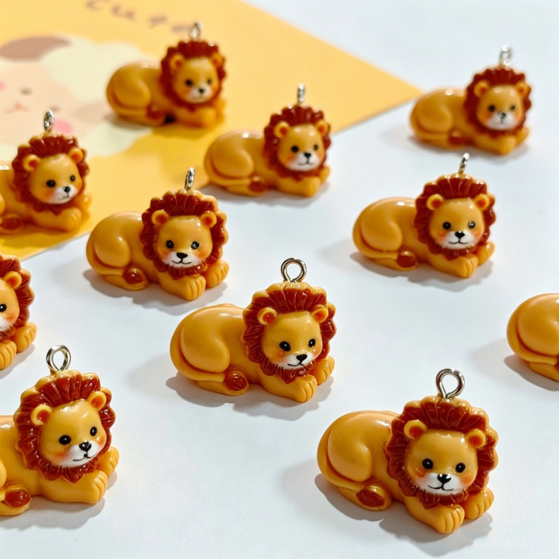 6個入り、樹脂製の可愛らしいライオンのペンダント。漫画風の動 - Resin Craft Projects のレビューと価格