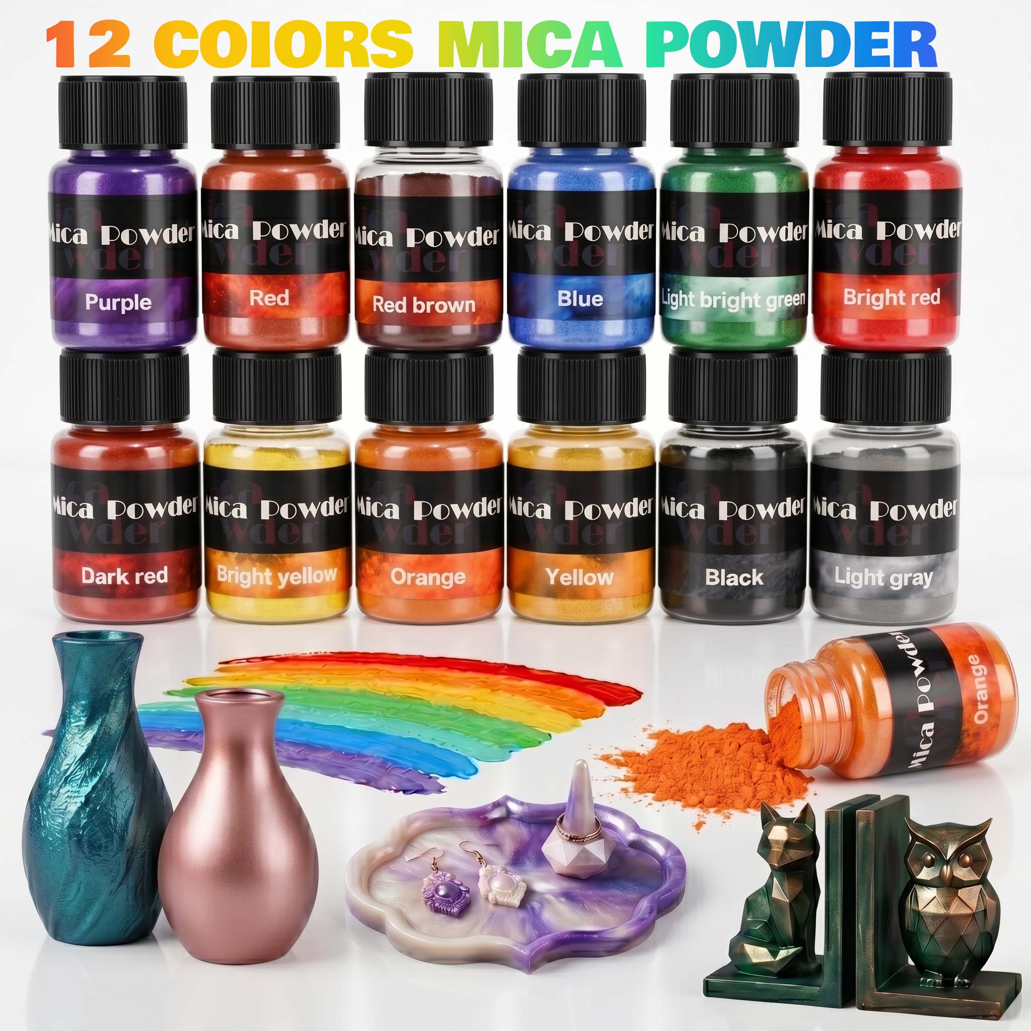 12 色の石膏顔料粉末染料 DIY クラフト樹脂コンクリート - Resin Pigment Set のレビューと価格